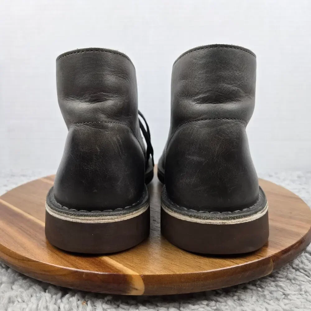 Clarks Mens 9M Bushacre 2 Gray Leather Casual Daily Lifestyle Desert Chukka Boot